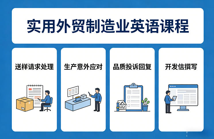 实用外贸制造业英语课程，教你专业处理送样请求、应对生产意外、回复品质投诉、撰写开发信等-智点网