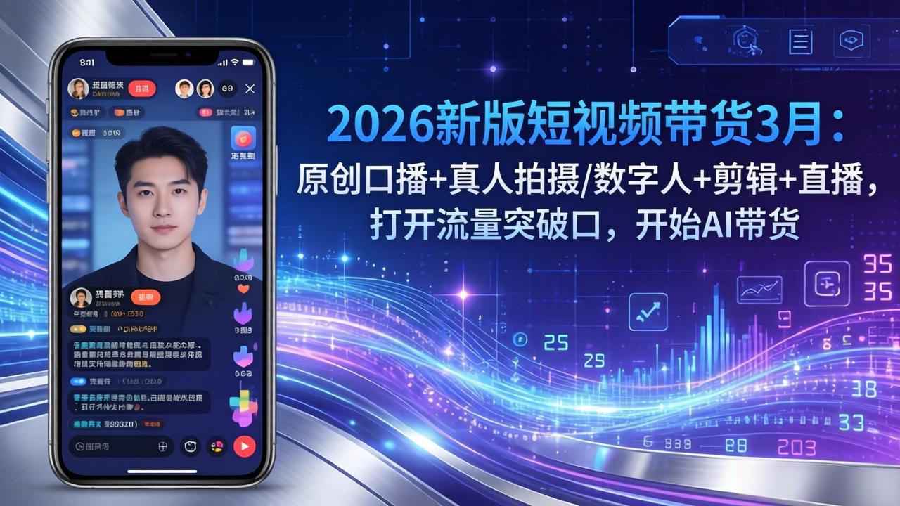 2026新版短视频带货3月：原创口播+真人拍摄/数字人+剪辑+直播，打开流量突破口，开始AI带货-智点网