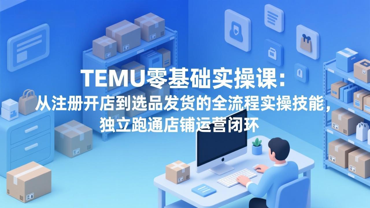 TEMU零基础实操课：从注册开店到选品发货的全流程实操技能，独立跑通店铺运营闭环-智点网