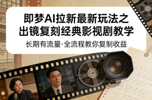 即梦AI拉新最新玩法之出镜复刻经典影视剧教学，长期有流量，全流程教你复制收益-智点网