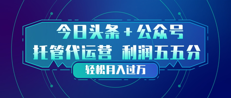 头条加公众号 托管代运营 利润分成模式 轻松月入过万-智点网