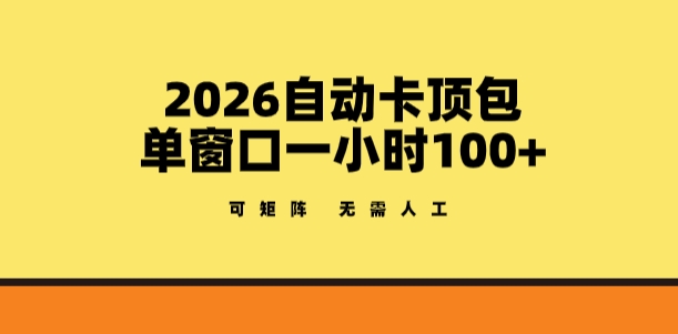 2026自动卡顶包玩法，单窗口一小时100+，可矩阵操作，无需人工【揭秘】-智点网