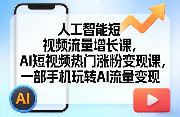 人工智能短视频流量增长课，AI短视频热门涨粉变现课，一部手机玩转AI流量变现-智点网