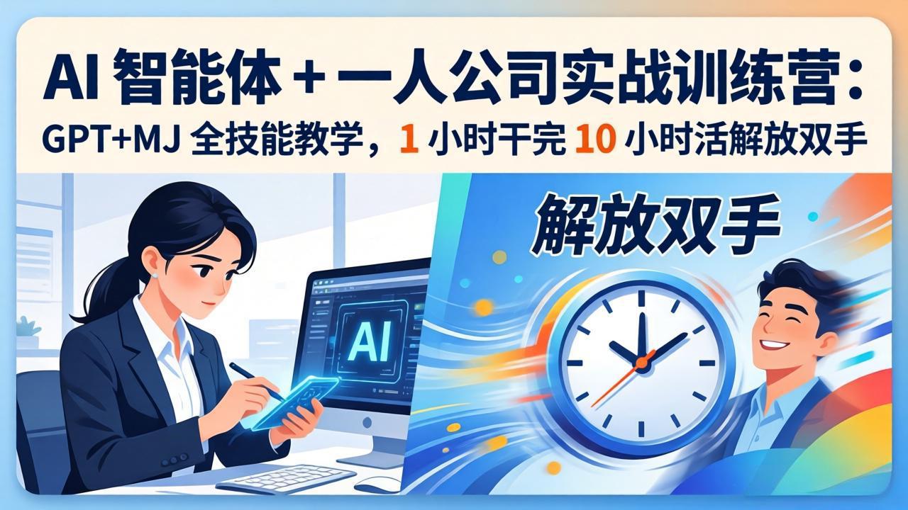 AI 智能体 + 一人公司实战训练营：GPT+MJ 全技能教学，1 小时干完 10 小时活解放双手-智点网