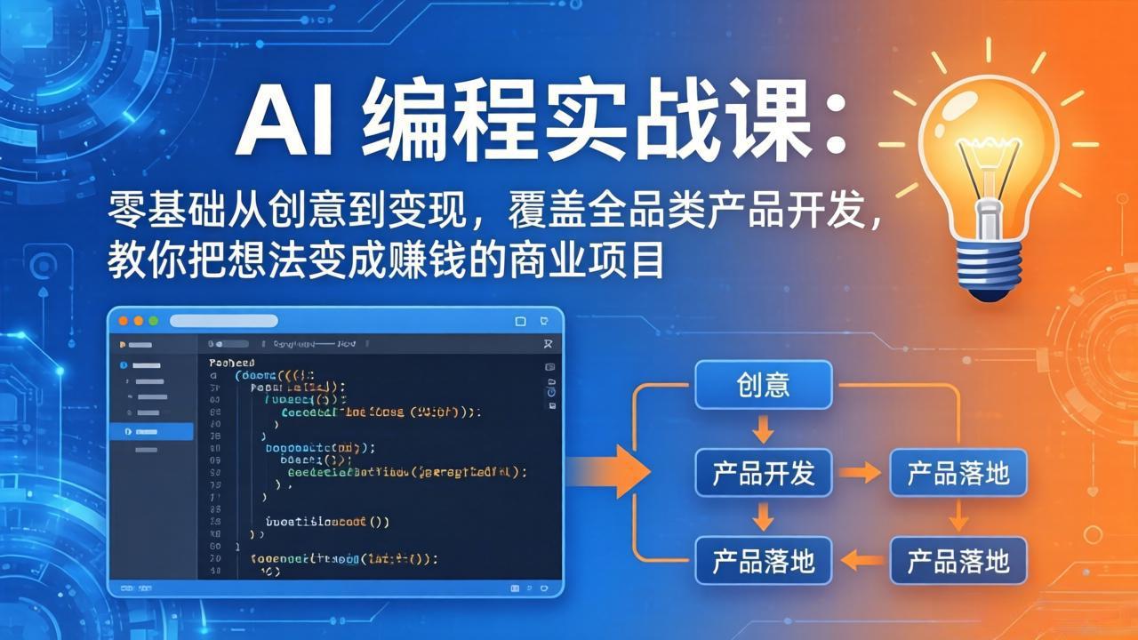 AI编程实战课-第三期：零基础从创意到变现，覆盖全品类产品开发，把想法变成赚钱的商业项目-智点网