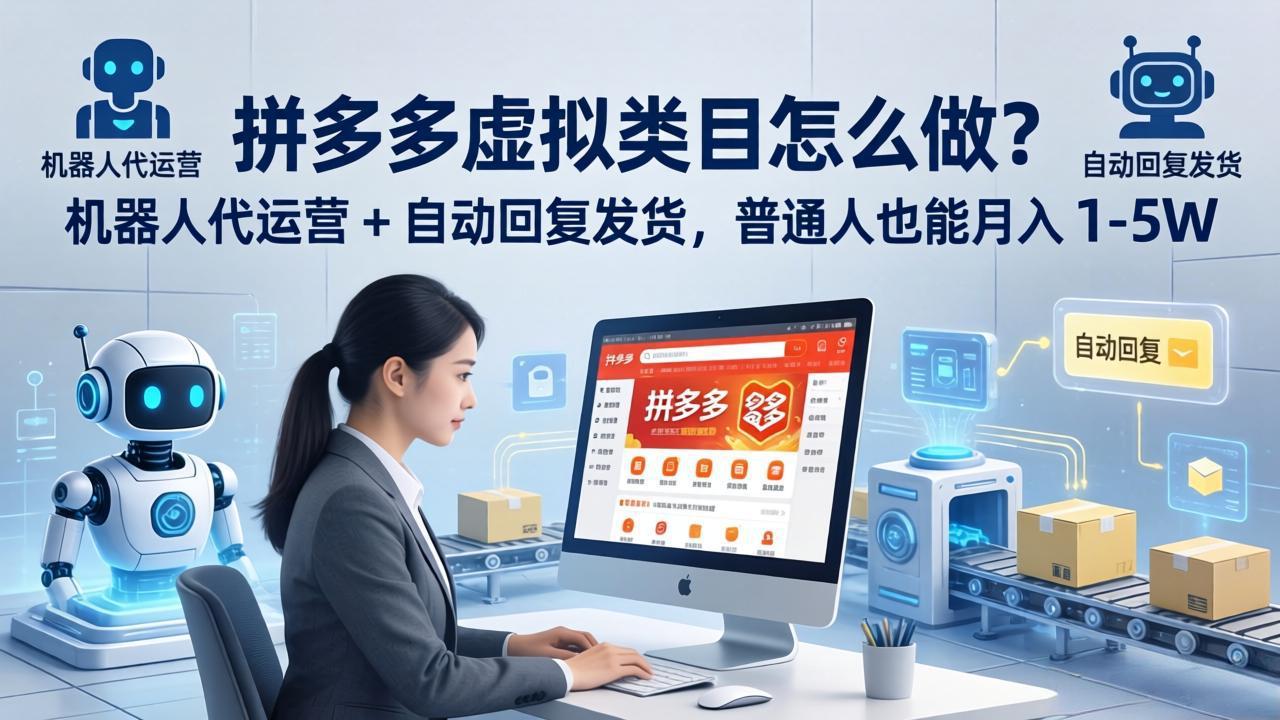 拼多多虚拟类目怎么做？机器人代运营 + 自动回复发货，普通人也能月入 1-5W-智点网