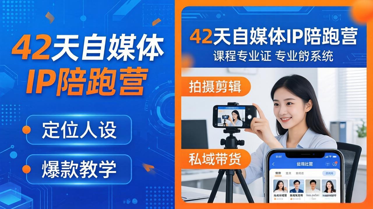 42天自媒体IP陪跑营-26年4月19更新：定位人设爆款全教学，拍摄剪辑私域带货一站式落地-智点网