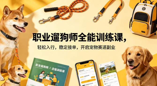 职业遛狗师全能训练课，轻松入行，稳定接单，开启宠物赛道副业-智点网