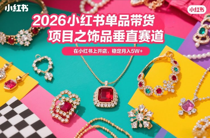 2026小红书单品带货项目之饰品垂直赛道，潮在小红书上开店，稳定月入5W+(更新0401)-智点网