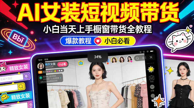 AI女装短视频橱窗带货：小白零门槛当天上手，高佣金爆款轻松賺！-智点网