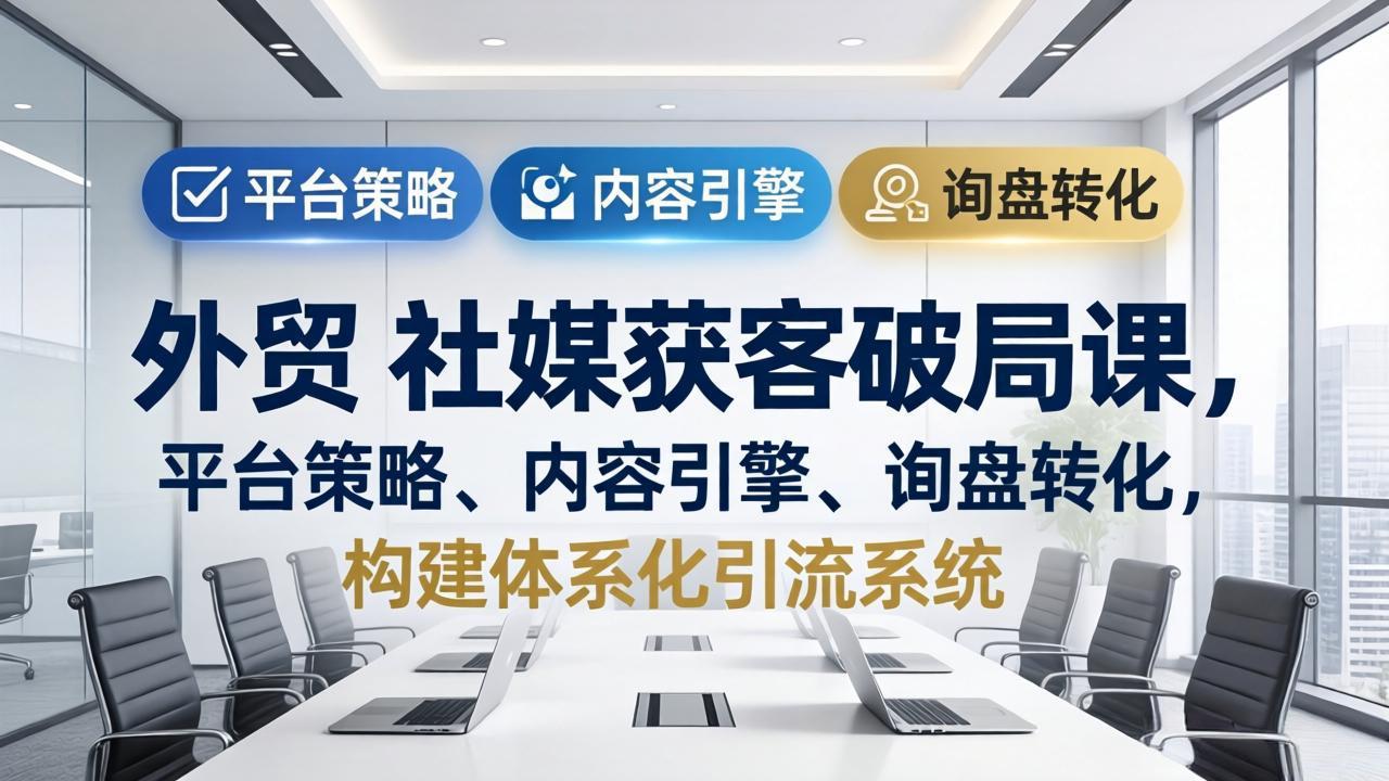 外贸 社媒获客破局课，平台策略、内容引擎、询盘转化，构建体系化引流系统(更新26年3月-智点网