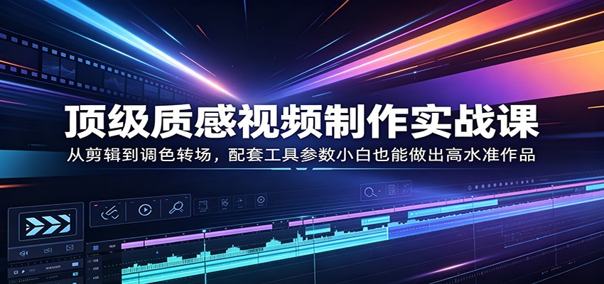 顶级质感视频制作实战课：从剪辑到调色转场，配套工具参数小白也能做出高水准作品-智点网