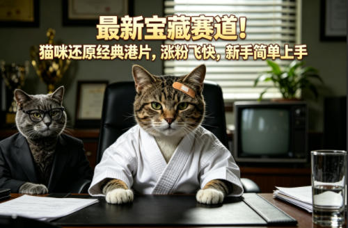 最新宝藏赛道！猫咪还原经典港片，涨粉飞快，新手简单上手-智点网