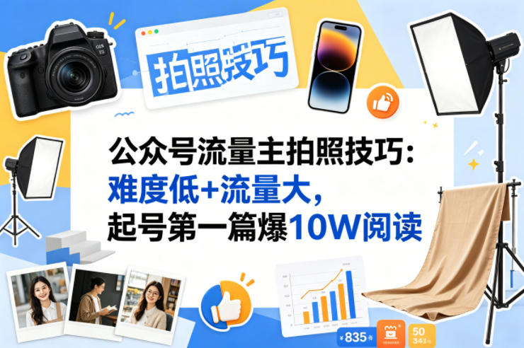 公众号流量主之拍照技巧赛道，难度低+流量大，起号第一篇就爆了10w阅读-智点网