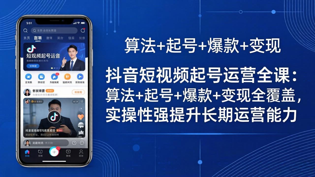 抖音短视频起号运营全课：算法+起号+爆款+变现全覆盖，实操性强提升长期运营能力-智点网