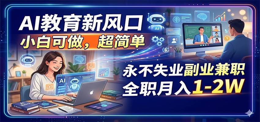 AI教育新风口，小白可做，超简单，永不失业副业兼职 全职月入1-2W-智点网