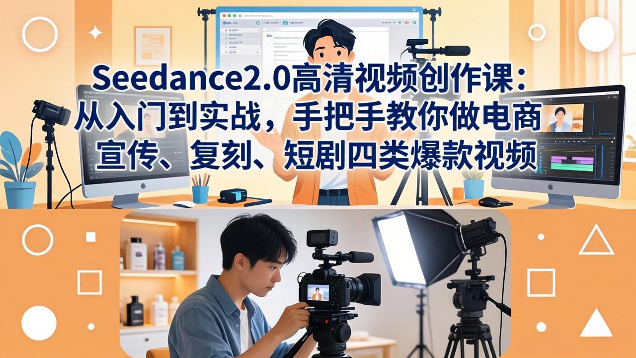 Seedance2.0高清视频创作课：从入门到实战，手把手教你做电商、宣传、复刻、短剧四类爆款视频-智点网