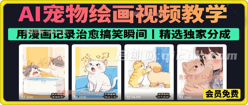 AI宠物绘画视频教学,用漫画记录治愈搞笑瞬间,精选独家分成-智点网