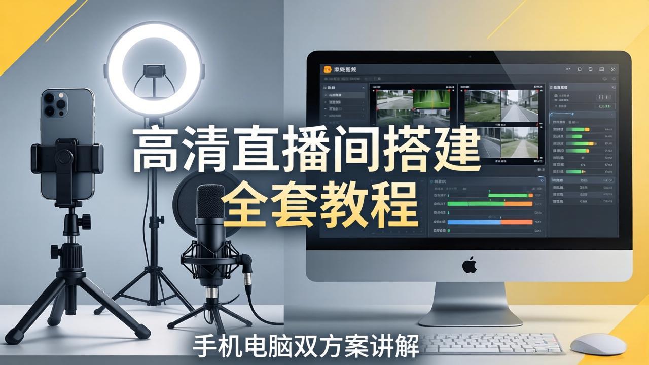 高清直播间搭建全套教程，手机电脑双方案讲解，设备选型调试多机位实操教学-智点网