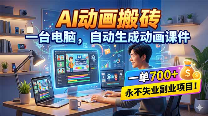 AI动画搬砖，一台电脑，自动生成动画课件，一单800+  永不失业副业项目！-智点网