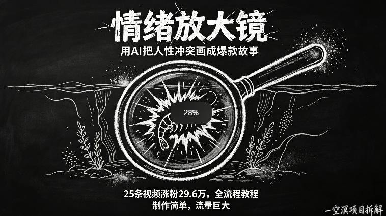 AI制作“情绪放大镜“视频，25条视频涨粉29.6W粉，流量巨大，制作简单，全流程教程-智点网