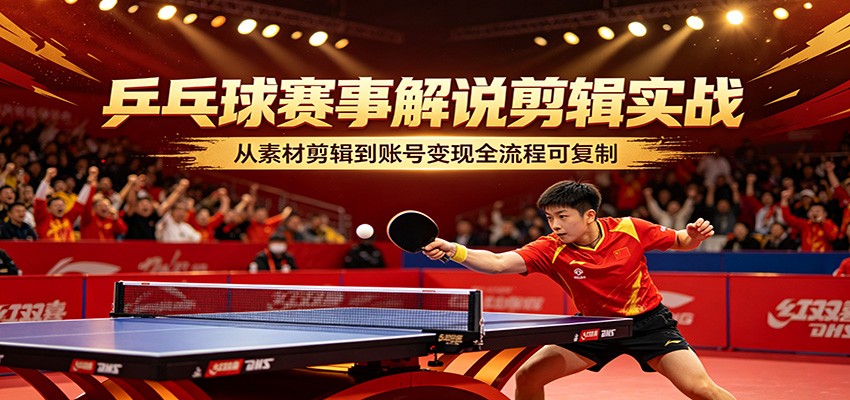 乒乓球赛事解说剪辑实战，从素材剪辑到账号变现全流程可复制-智点网