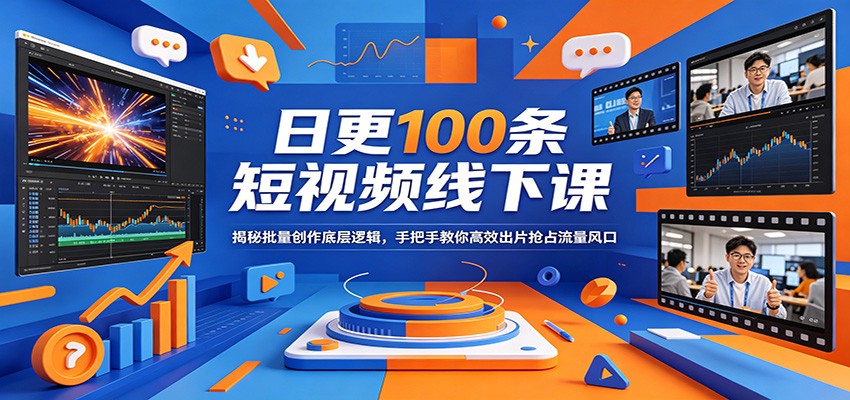 日更100条短视频线下课：揭秘批量创作底层逻辑，手把手教你高效出片抢占流量风口-智点网