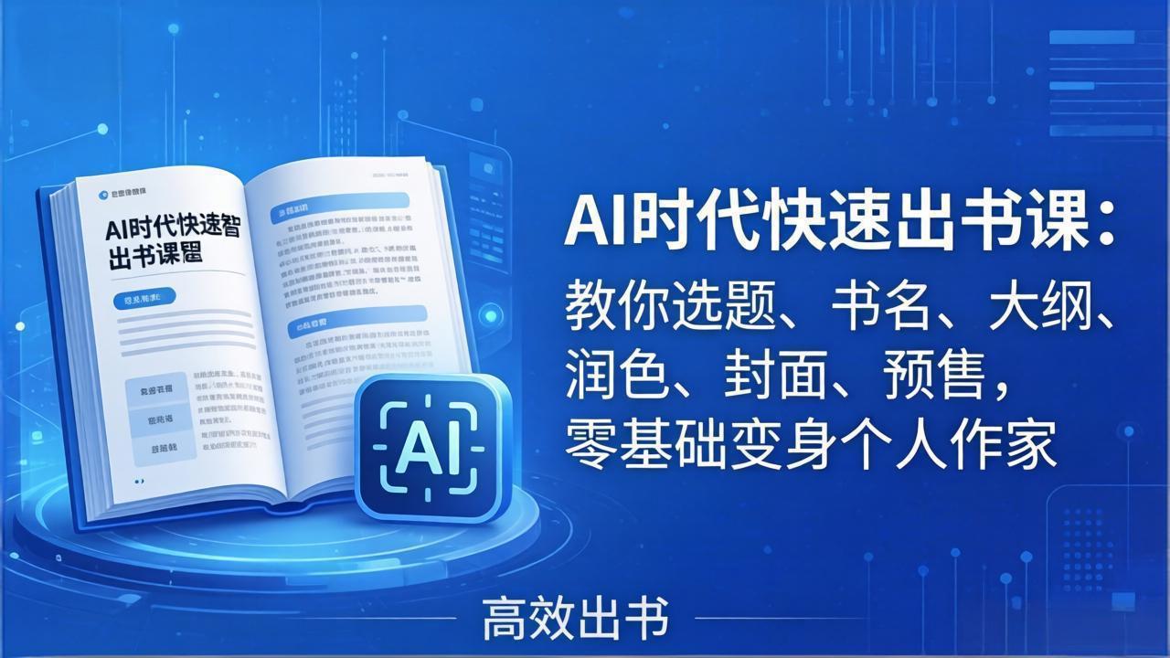 AI时代7天闪电出书课：教你选题、书名、大纲、润色、封面、预售，零基础变身个人作家-智点网