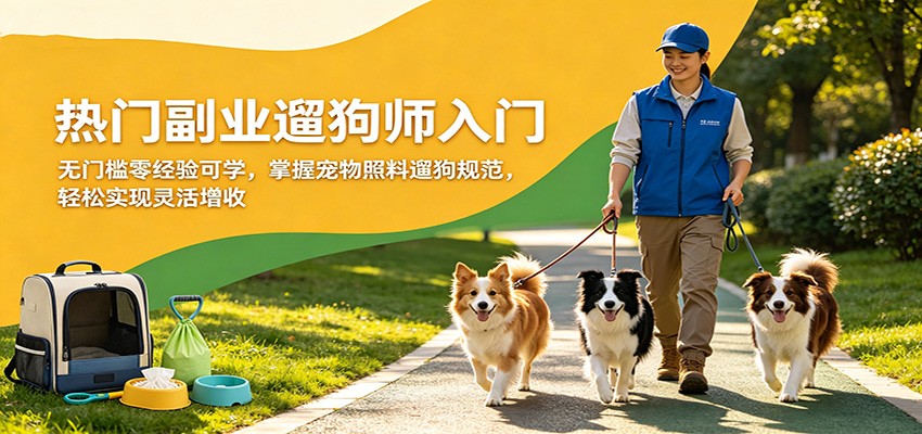 热门副业遛狗师入门，无门槛零经验可学，掌握宠物照料遛狗规范，轻松实现灵活增收-智点网