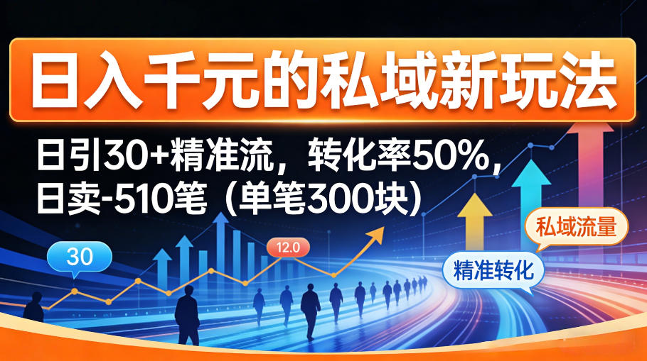 日入千米的私域新玩法：日引30＋精准流，转化率50%，日卖5-10笔(单笔300米)-智点网