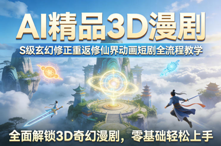 AI精品3D漫剧S级玄幻修正重返修仙界动画短剧全流程教学，全面解锁3D奇幻漫剧，零基础轻松上手-智点网
