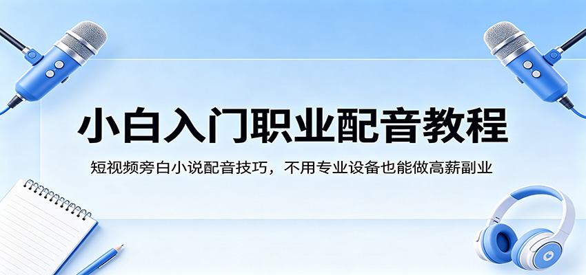 小白入门职业配音教程，短视频旁白小说配音技巧，不用专业设备也能做高薪副业-智点网