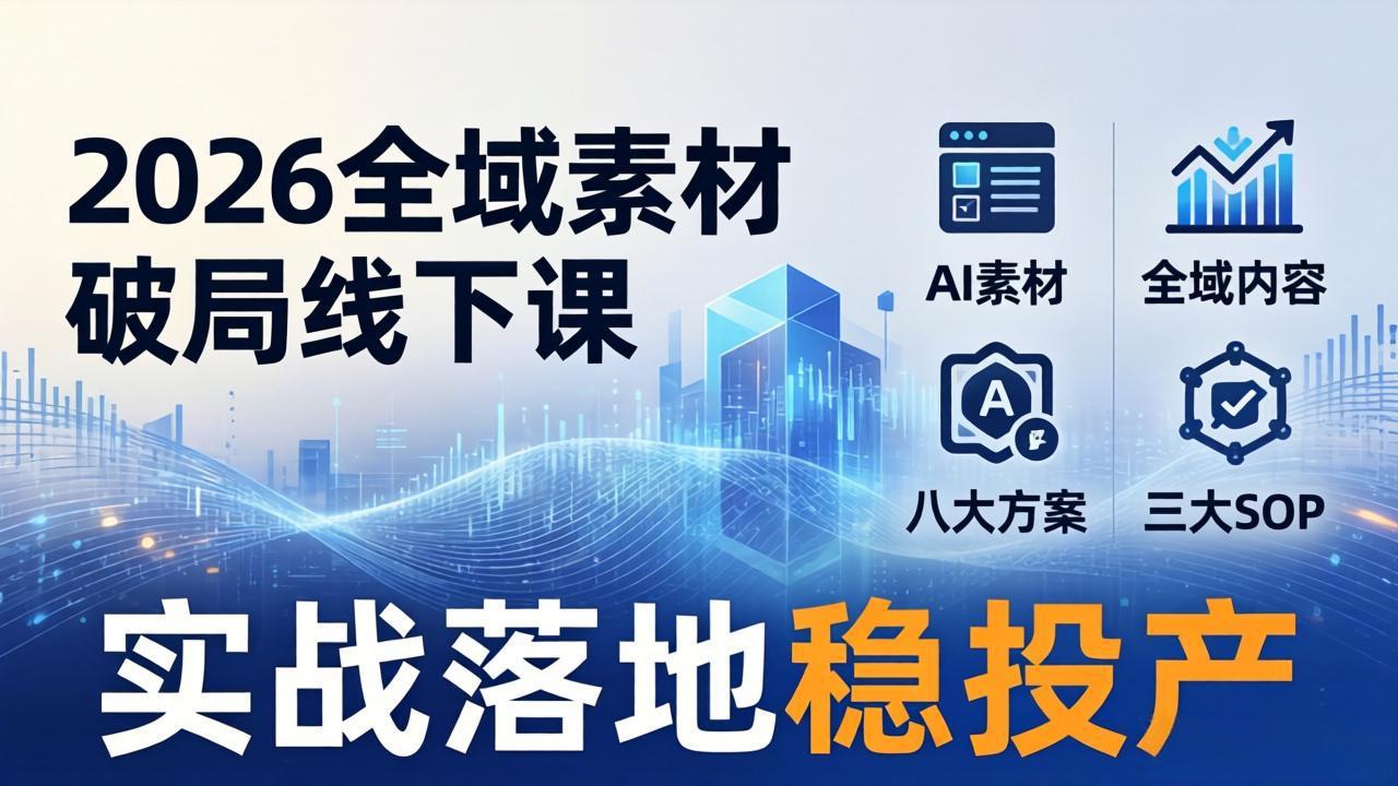 2026全域素材破局线下课：AI素材+全域内容+八大方案+三大SOP，实战落地稳投产-智点网