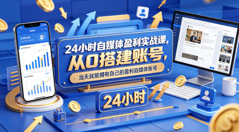 24小时自媒体盈利实战课，从0搭建账号，当天就能拥有自己的盈利自媒体账号-智点网