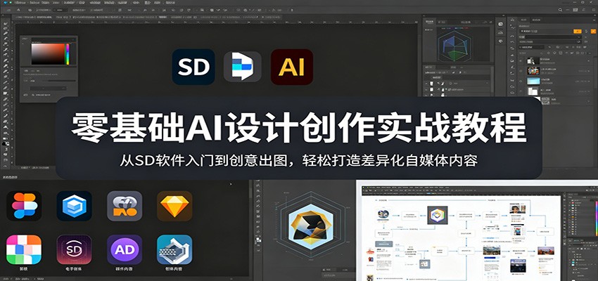 零基础AI设计创作实战教程：从SD软件入门到创意出图，轻松打造差异化自媒体内容-智点网