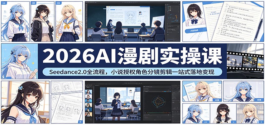 2026AI漫剧实操课：Seedance2.0全流程，小说授权角色分镜剪辑一站式落地变现-智点网