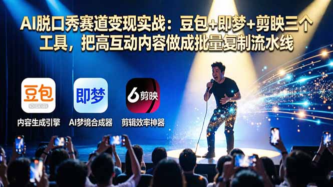 AI脱口秀赛道变现实战：豆包+即梦+剪映三个工具，把高互动内容做成批量复制流水线-智点网
