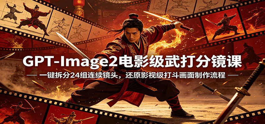 GPT-Image2电影级武打分镜课：一键拆分24组连续镜头，还原影视级打斗画面制作流程-智点网