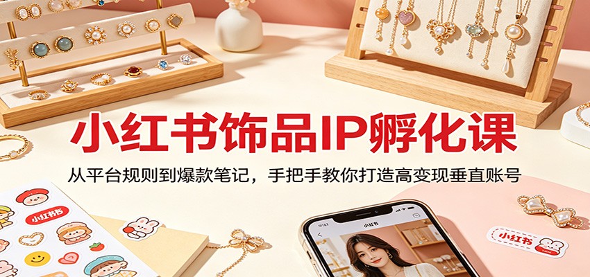 小红书饰品IP孵化课：从平台规则到爆款笔记，手把手教你打造高变现垂直账号-智点网