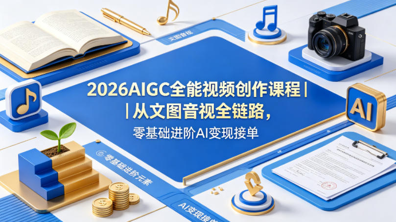 2026AIGC全能视频创作课程｜从文图音视全链路，零基础进阶AI变现接单-智点网