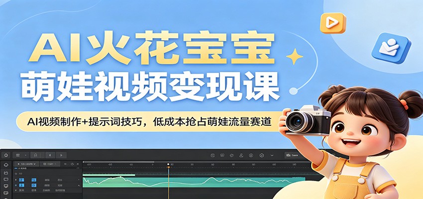 AI火花宝宝萌娃视频变现课：AI视频制作+提示词技巧，低成本抢占萌娃流量赛道-智点网