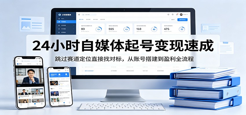 24小时自媒体起号变现速成，跳过赛道定位直接找对标，从账号搭建到盈利全流程-智点网