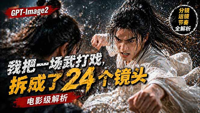 用GPT-Image2，把一段武打对决拆成24个连续镜头，从人物建立、动作衔接、运镜节奏，到情绪爆发-智点网