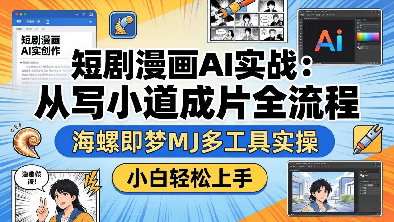 短剧漫画AI实战：从写小说到成片全流程，海螺即梦MJ多工具实操，小白轻松上手-智点网