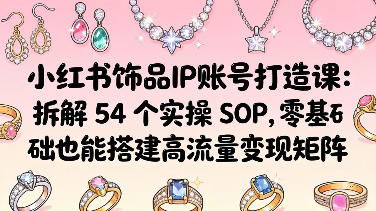 小红书饰品IP账号打造课：拆解 54 个实操 SOP，零基础也能搭建高流量变现矩阵-智点网