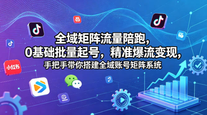 全域矩阵流量陪跑，0基础批量起号，精准爆流变现，手把手带你搭建全域账号矩阵系统-智点网
