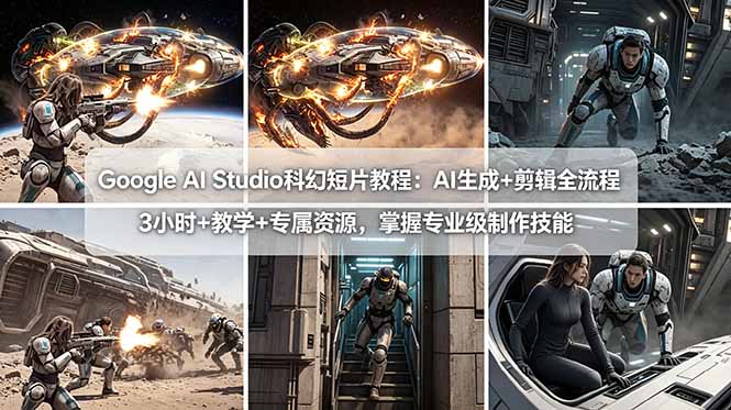 Google AI Studio科幻短片教程：AI生成+剪辑全流程，3小时+教学+专属资源，掌握专业级制作技能-智点网