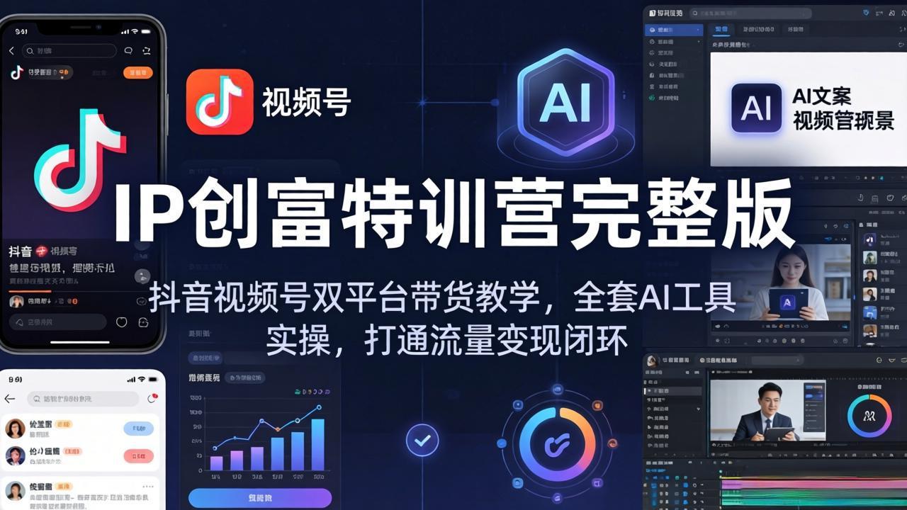 IP创富特训营完整版：抖音视频号双平台带货教学，全套AI工具实操，打通流量变现闭环-智点网
