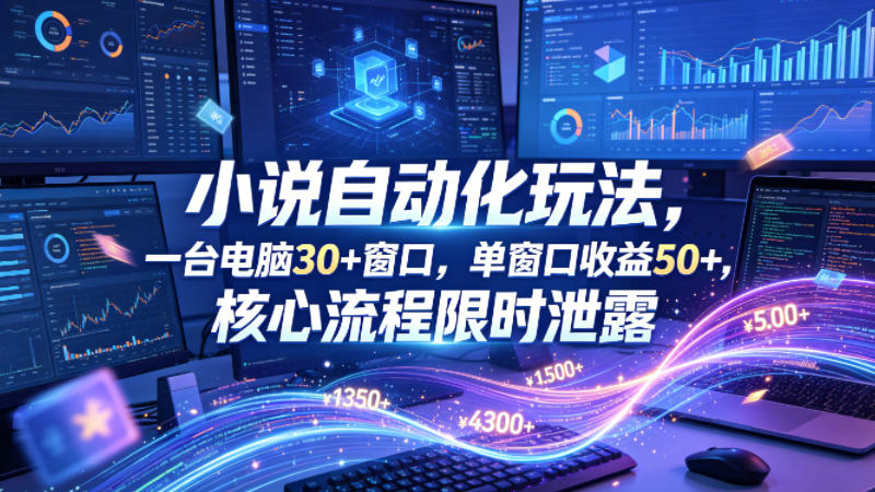 小说挂G自动化玩法，一台电脑30+窗口，单窗口收益50+，核心流程限时泄露【揭秘】-智点网