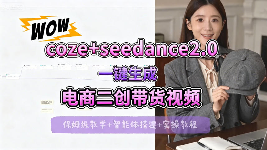 【Coze工作流搭建实操教程】seedance2.0+coze一键生成电商二创带货视频，全流程保姆级教学-智点网